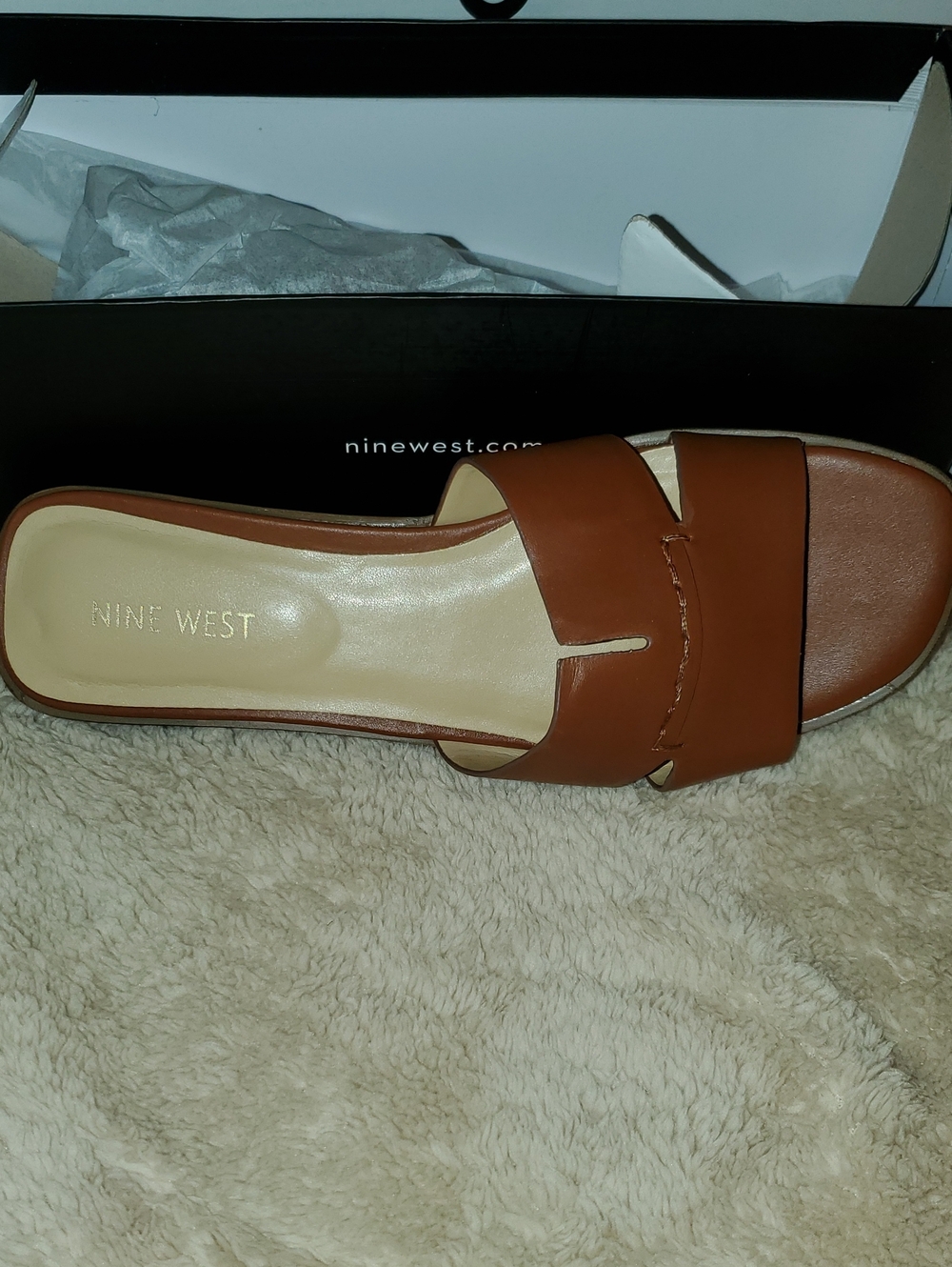 Nine West Brown Slide Sandals